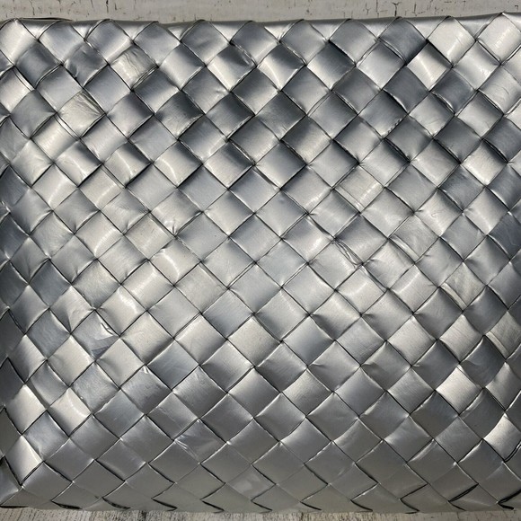 REBAGZ Silver Recycled Materials Wristlet Purse Mini Makeup Bag Travel Repurpose - Picture 2 of 7